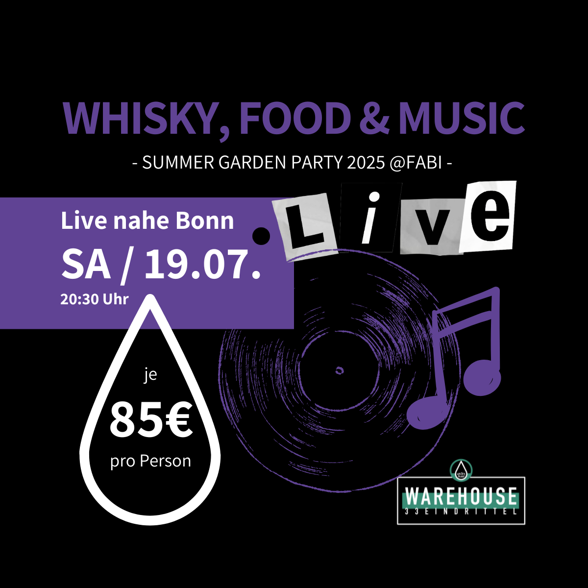 LIVE-Tasting: "WHISKY, FOOD & MUSIC"