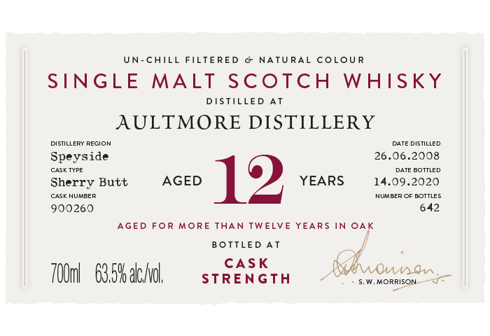 Aultmore - 12 Jahre Sherry Cask 2008/2020 63,5 % (A.D. Rattray)