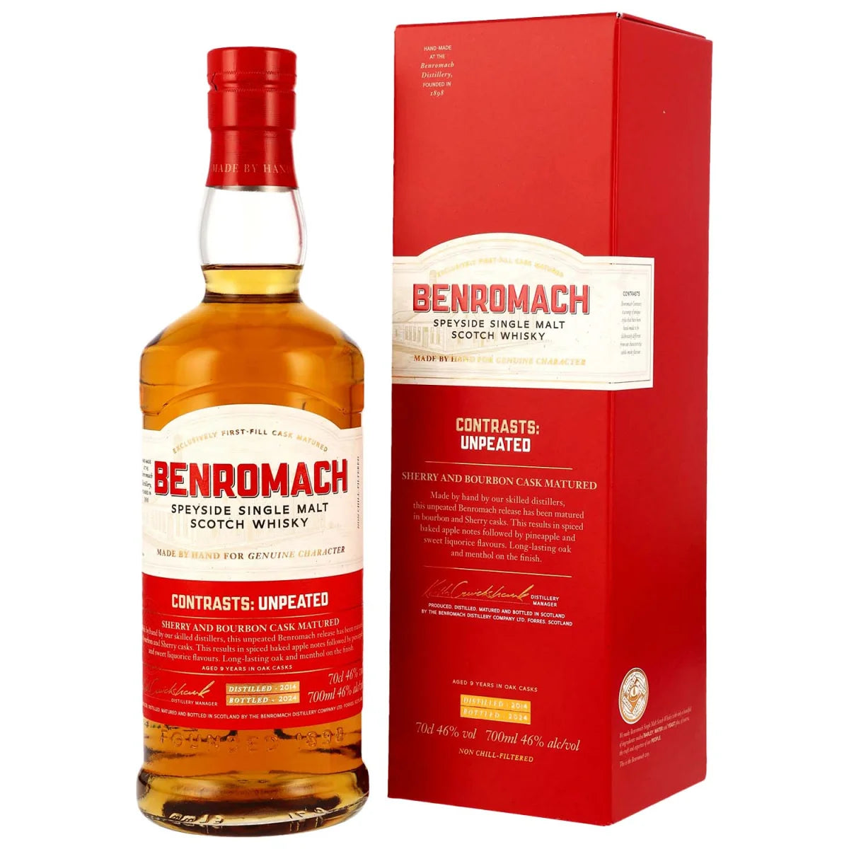 Benromach Contrasts Unpeated 2014 2024 Bourbon Sherry Cask 46,0%