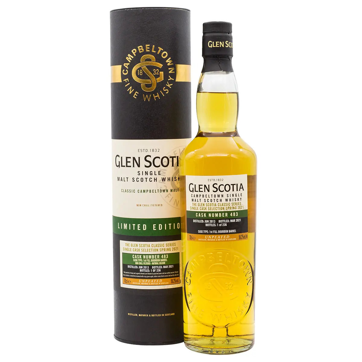 Glen Scotia 8 Jahre Single Cask Nr.: 483 Bourbon 56,2 %