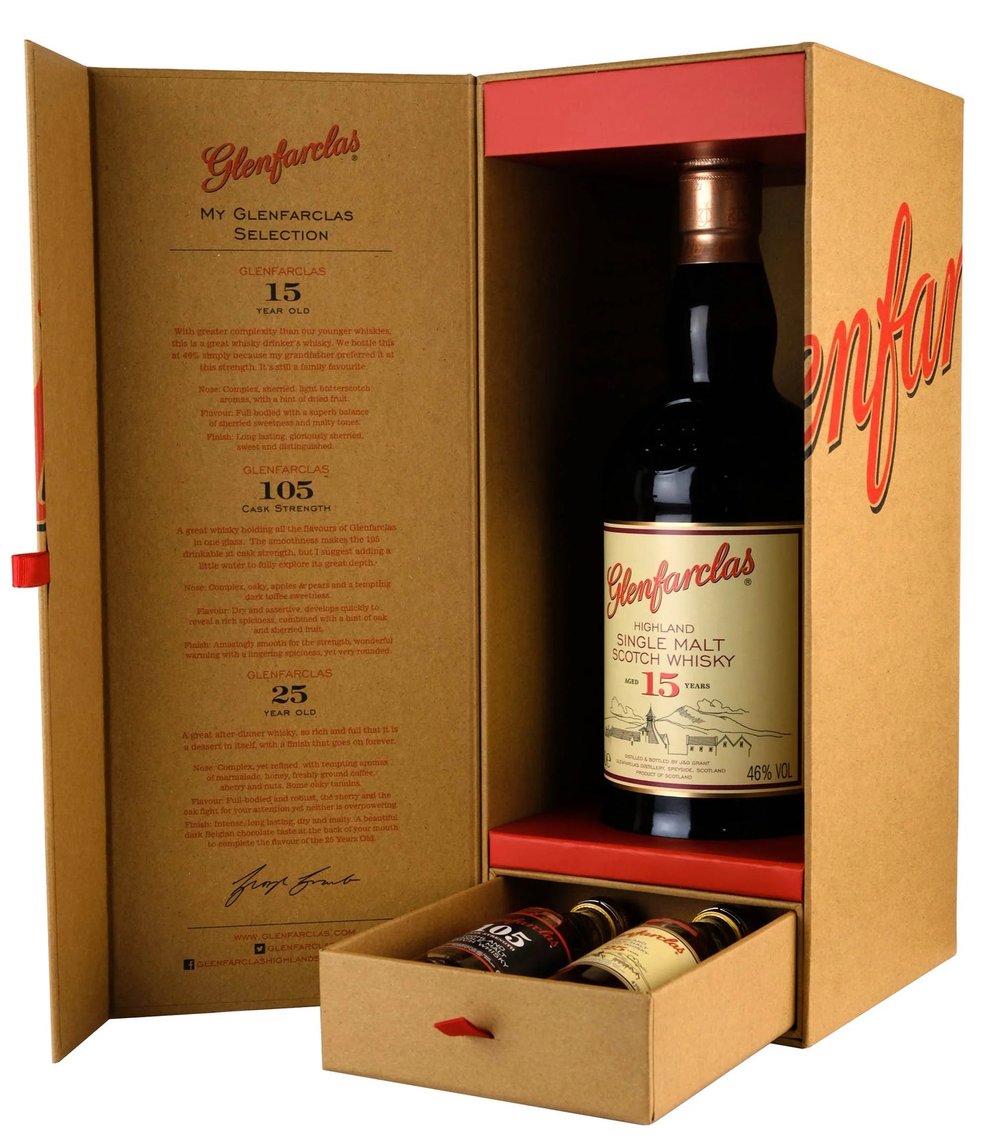 Glenfarclas 15 Jahre  Geschenkpaket inkl. 5cl 105 & 5cl 25 Jahre