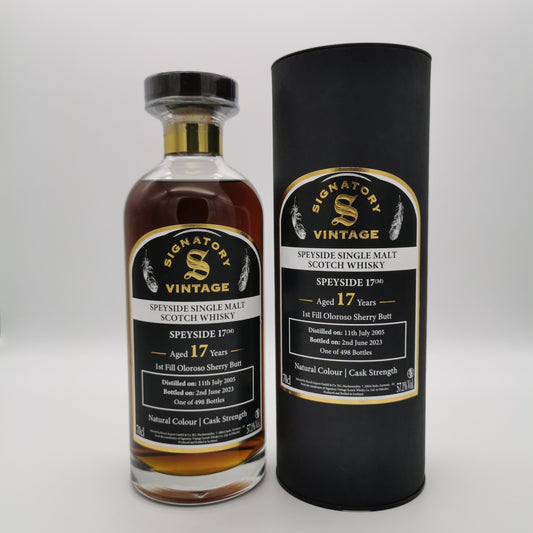 Speyside M 17 Jahre Oloroso Sherry Cask Decanter 57,1% (Signatory Vintage)